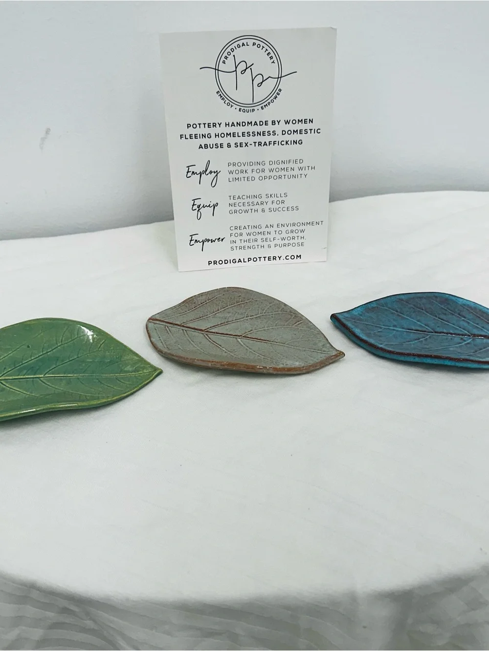 Leaf Dish - Green, Gray, Blue Ceramic Accent